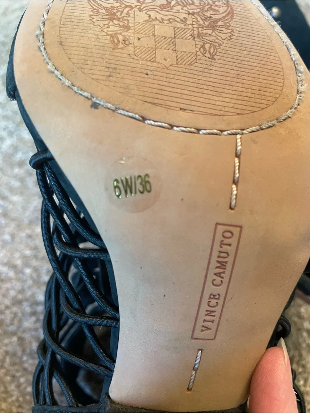 Vince Camuto black Caged  Strappy Gladiator Open-Toe Heeled Sandals - Women Sz 6
